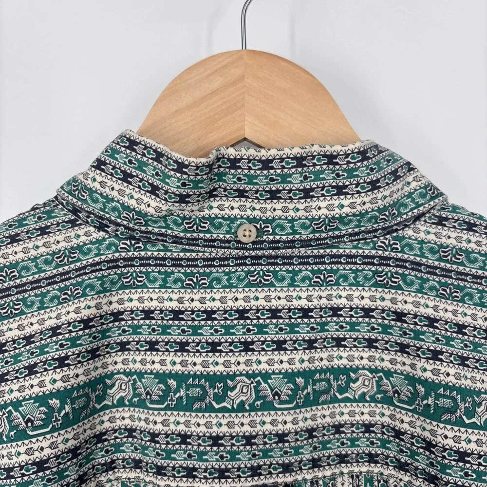 Vintage 90s Banana Republic Southwestern Tribal Shirt Mens L Green Aztec Western